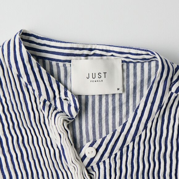 Just Female Blouse Shirt Women's Medium Striped Classic Resort Costal Preppy - Picture 7 of 8